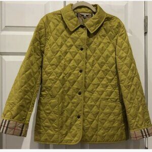 Burberry Quilted Nova Check Lined Jacket Coat Green Women’s Sz M